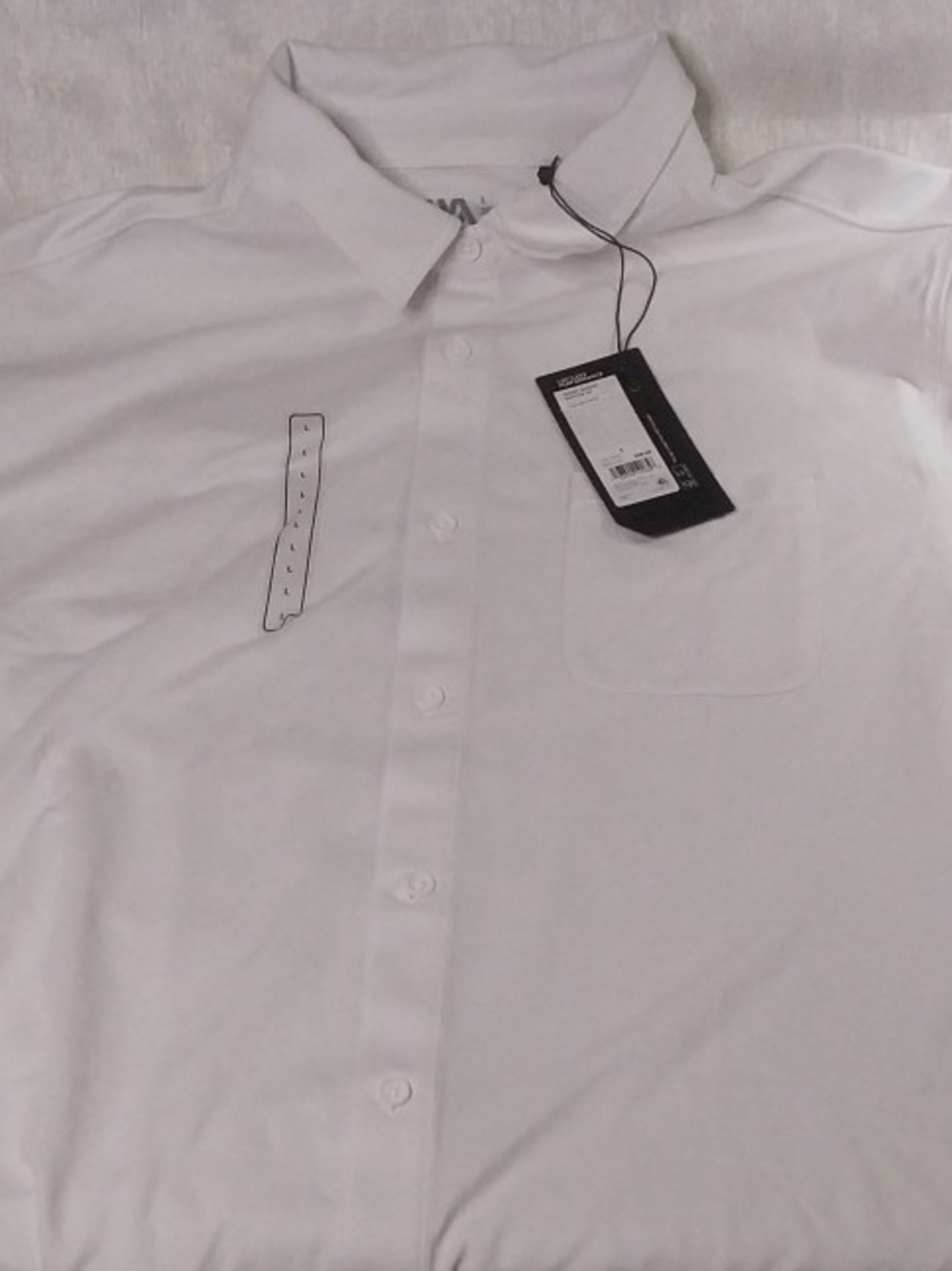 Men's White Casual Button-Up Shirt with Chest Pocket